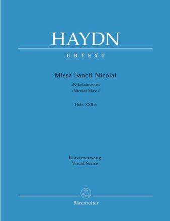 Missa Sancti Nicolai G-Dur Hob.XXII:6 f�r Soli, gem Chor und Orchester Klavierauszug