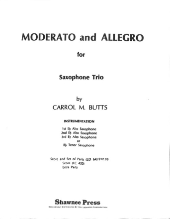 Moderato and Allegro Saxophone Trio saxophone buch