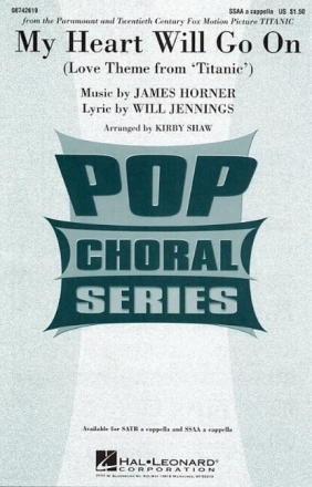 My Heart will go on for female chorus (SSAA) a cappella,  score