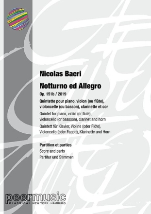 Notturno ed Allegro op.151b f�r Klavier, Violine (oder Fl�te), Violoncello (oder Fagott), Klarinette und Horn Partitur und Stimmen