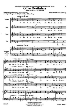 O lux beatissima for mixed chorus a cappella