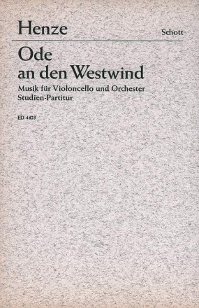 Ode an den Westwind f�r Violoncello und Orchester Studienpartitur