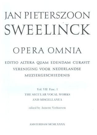 Opera Omnia Vol.7 Fasc.1 the secular vocal works and miscellanea