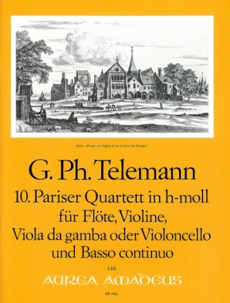 Pariser Quartett h-Moll Nr.10 f�r Fl�te, Violine, Viola da gamba (Violoncello) und Bc Stimmen