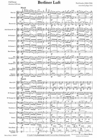 Paul Lincke, Berliner Luft CONCERT BAND Partitur