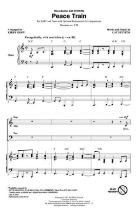 Peace Train for mixed choir (SAB) and piano score