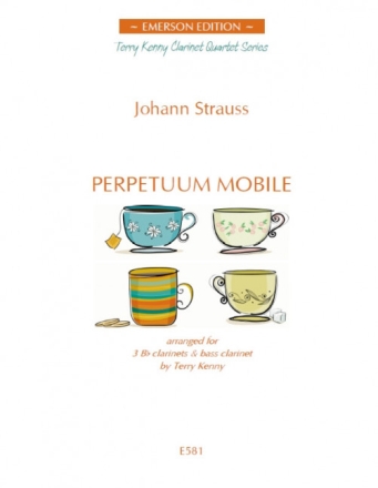 Perpetuum mobile for 4 clarinets (BBBBass) score and parts