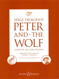 Peter and the Wolf for piano with the complete narrator's text (en/frz/sp)