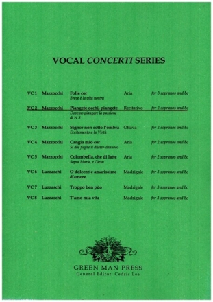 Piangete occhi, piangete for 2 sopranos and bc,  parts Dovemo piangere la Passione di N.S.