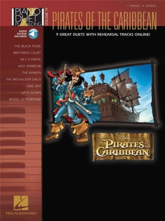 Pirates of the Caribbean (+Audio Access): piano duet playalong vol.19 for 1 piano 4 hands,  score