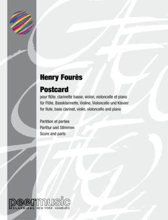 Postcard for flute, bass clarinet, violin, violoncello and piano score and parts