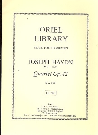 Quartet op.42 for 4 recorders (SATB) score and parts