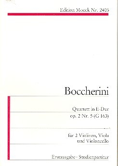 Quartett E-Dur op.2,5 G163 f�r 2 Violinen, Viola und Violoncello Studienpartitur