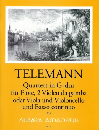 Quartett G-Dur f�r Fl�te, 2 Violen da gamba (Viola,Violoncello) und Bc Partitur (=Klavier) und Stimmen