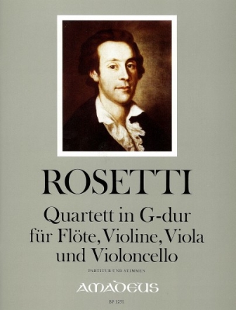 Quartett G-Dur f�r Fl�te, Violine, Viola und Violoncello Partitur und Stimmen