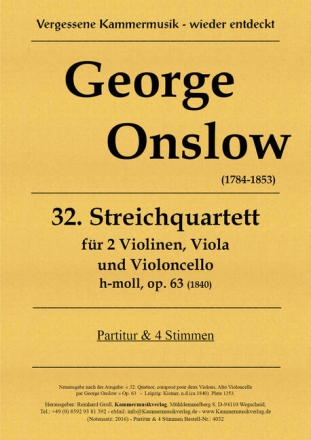 Quartett h-Moll Nr.32 op.63 f�r 2 Violinen, Viola und Violoncello Partitur und Stimmen