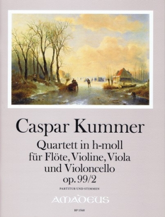 Quartett h-Moll op.99,2 f�r Fl�te, Violine, Viola und Violoncello Partitur und Stimmen