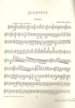 Quartett op.41 f�r Violine, Viola, Violoncello und Klavier 3 Streicherstimmen