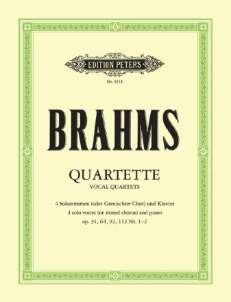 Quartette f�r 4 Solostimmen mit Klavierbegleitung Partitur (dt)