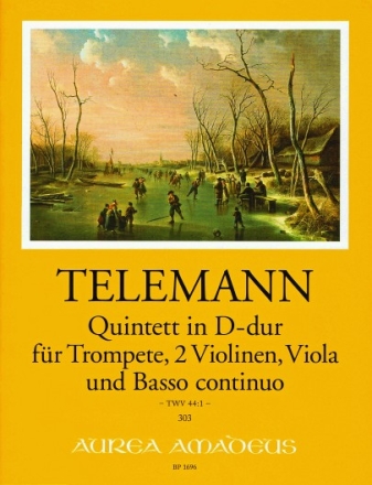 Quintett D-Dur f�r Trompete, 2 Violinen, Viola und Bc Partitur und Stimmen