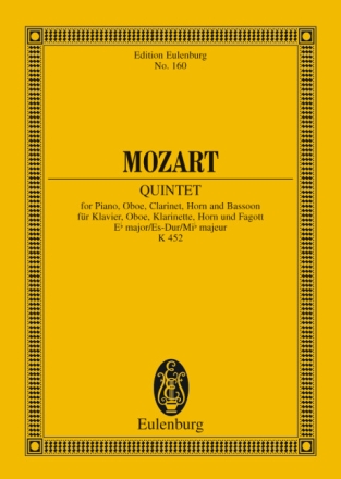 Quintett Es-Dur KV452 f�r Oboe, Klarinette, Horn, Fagott und Klavier Studienpartitur