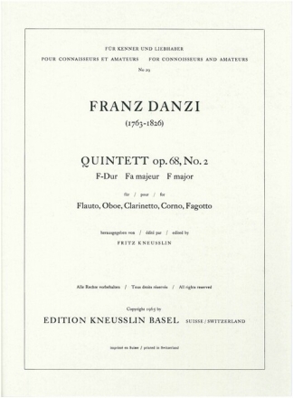 Quintett F-Dur op.68,2 f�r Fl�te, Oboe, Klarinette, Horn und Fagott Stimmen