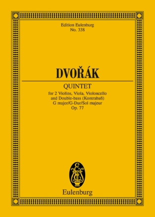 Quintett G-Dur op.77 f�r Streichquartett und Kontraba� Studienpartitur
