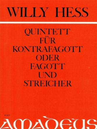 Quintett op.63 f�r Fagott und Streichquartett 5 Stimmen und Klavierauszug