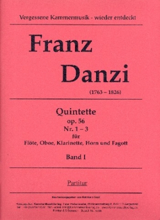 Quintette Band 1 op.56 (Nr.1-3) f�r Fl�te, Oboe, Klarinette, Horn und Fagott Partitur