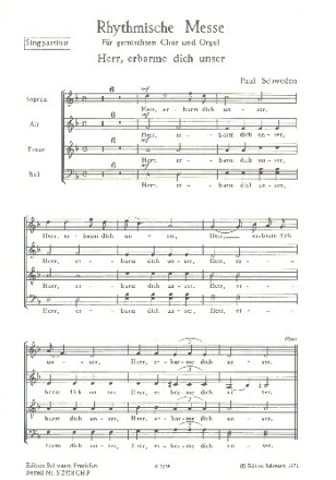 Rhythmische Messe f�r gem Chor und Orgel Chorpartitur (dt)