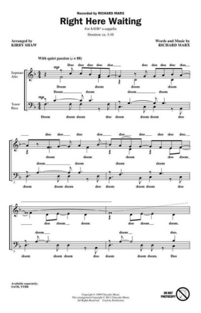 Right here waiting for mixed choir and piano choral score