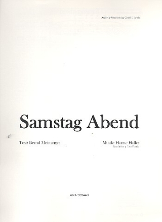 Samstag Abend f�r Klavier/Gesang/Gitarre