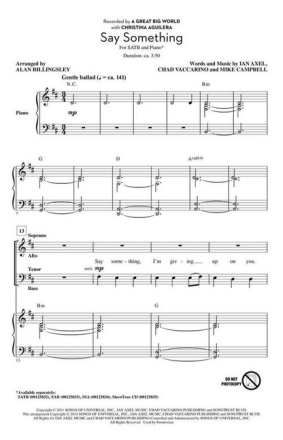 Say Something for mixed choir and piano choral score