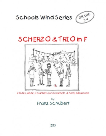Scherzo and Trio F major for 2 flutes, oboe, 3 clarinets (2 clarinets and horn) and bassoon,  score and parts