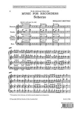 Scherzo f�r 4 Blockfl�ten (SATB) Spielpartitur