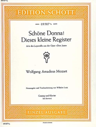 Sch�ne Donna! Dieses kleine Register f�r Bass-Bariton und Klavier