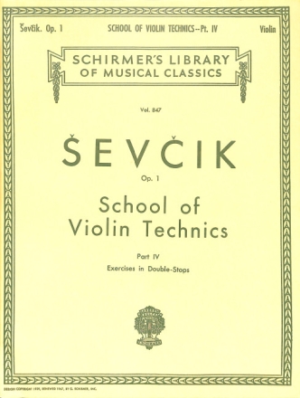 School of Violin Technics op.1 - Book 4 Exercises in Double-Stops for violin