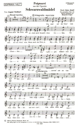 Schwarzwaldm�del-Potpourri f�r gem Chor Sopran / Alt