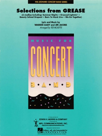 Selections From Grease for Concert Band/Harmonie score and parts