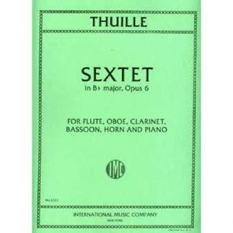 Sextet in Bb major op.6 for flute, oboe, clarinet,, bassoon, horn and piano score and parts