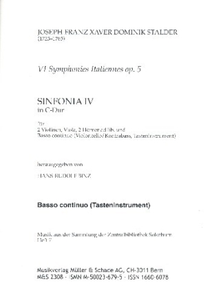 Sinfonia C-Dur Nr.4 f�r 2 Violinen, Viola und Bc (2 H�rner ad lib) Basso continuo