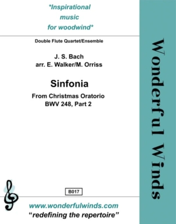 Sinfonia (Christmas Oratorio) BWV 248, Part 2 for double flute quartet score and parts