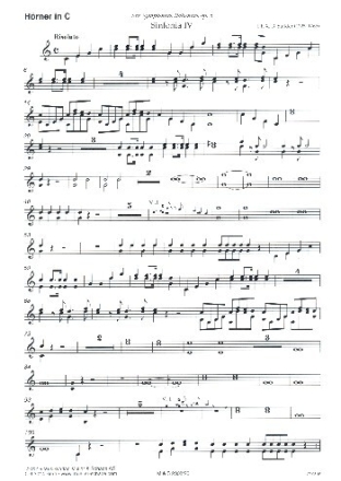 Sinfonie C-Dur Nr.4 f�r Streicher und Bc (2 H�rner ad lib) H�rner 1/2 in C/F (4 Stimmen)