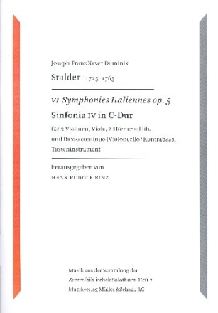 Sinfonie C-Dur Nr.4 f�r Streicher und Bc (2 H�rner ad lib) Partitur