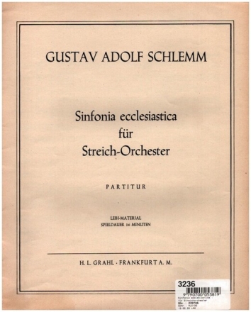 Sinfonie ecclesiastica f�r Streichorchester Partitur