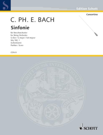 Sinfonie G-Dur WQ182,1 f�r Streichorchester Partitur