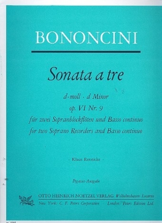 Sonata � tre op.6,9 f�r 2 Sopranblockfl�ten und Bc