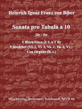 Sonata pro Tabula a 10   f�r 5 Blockfl�ten (SSATB), Streicher und Bc Partitur