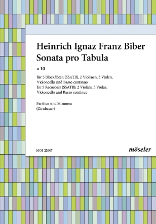 Sonata pro tabula a 10 f�r 5 Fl�ten, 2 Vl, Va und Bc Partitur und Stimmen