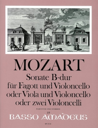Sonate B-Dur KV292 f�r Fagott und Violoncello (Viola und Violoncello oder 2 Violonelli)   Partitur und 3 Stimmen